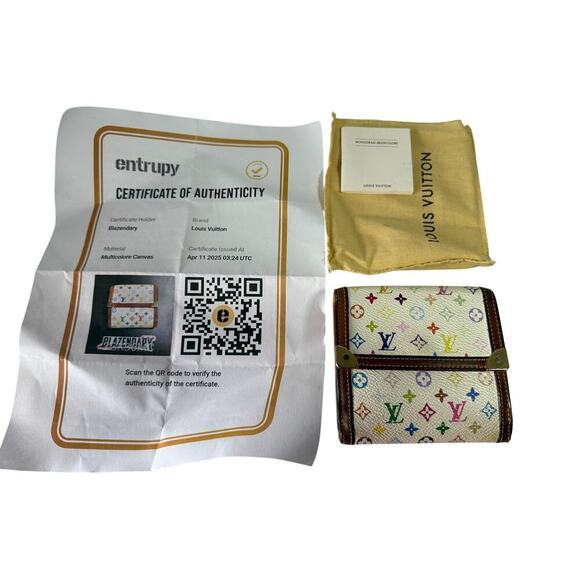 Louis Vuitton Murakami Monogram Trifold Wallet Slightly Preloved w COA Dustbag - Picture 3 of 7